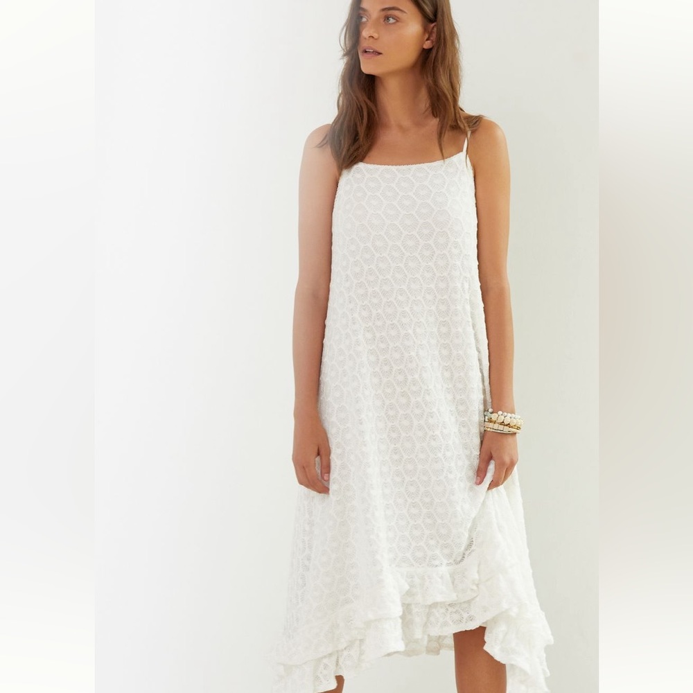 NWT Anthropologie Ruffled Crochet Midi Dress Size XL